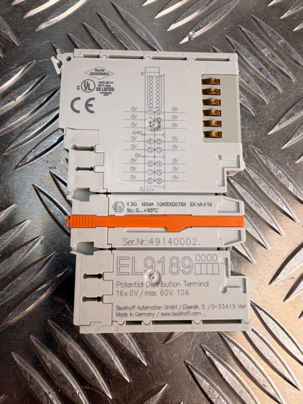 10-1010.jpg Beckhoff EL9189 Potential Distribution Terminal 16x 0V PLC EtherCAT Module