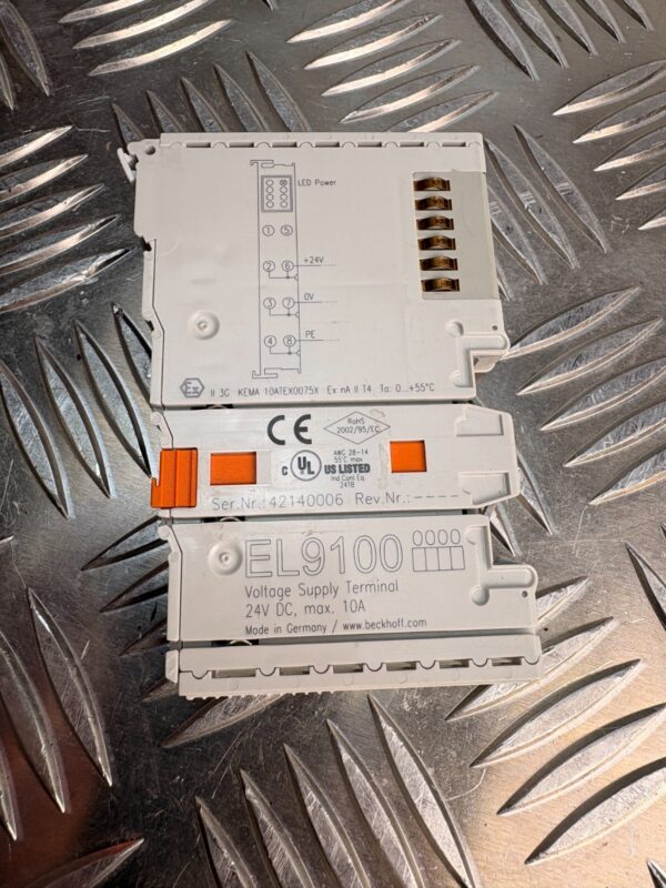 10-1014.jpg Beckhoff EL9100 Voltage Supply Terminal 24V DC 10A PLC EtherCAT Module