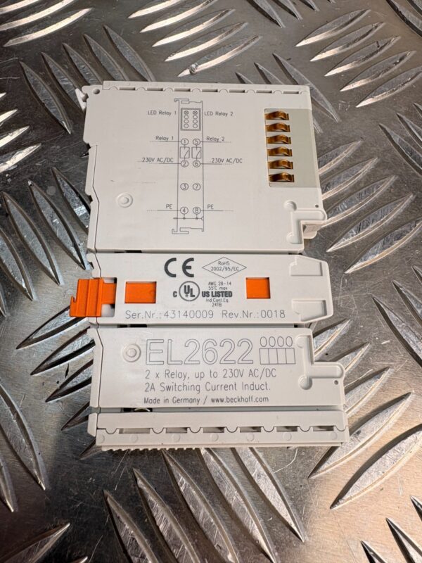 10-1024.jpg Beckhoff EL2622 2 Channel Relay Output 230V AC/DC 2A EtherCAT Terminal Module