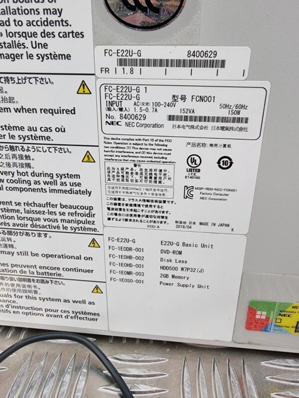 10-1199.jpg NEC FC98-NX FC-E22U-G Industrial Computer System Host