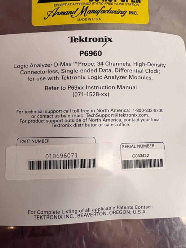 10-1446.jpg Tektronix P6960 Logic Analyzer D-Max Probe 34 Channel High Density w/ Cable