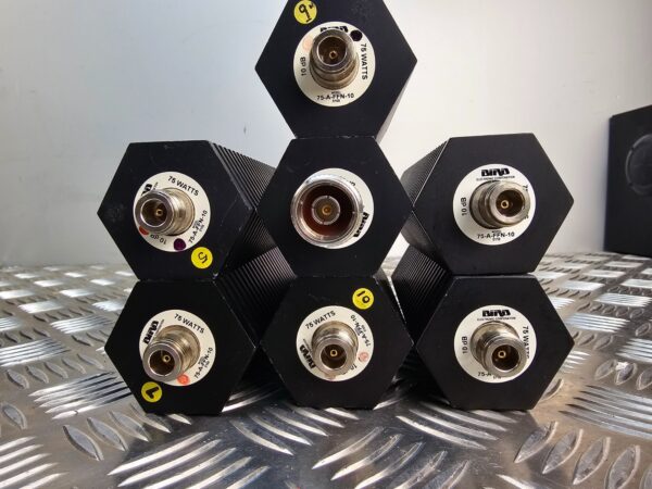 10-1809.jpg Lot of 7 Bird RF Loads / Attenuators 75 W DC-3GHz – 50Ω