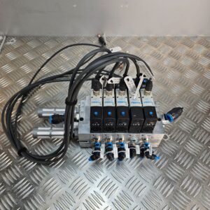 10-1834.jpg Festo Pneumatic Valve Manifold w/ 5 VSVA Solenoid Valves + Cables