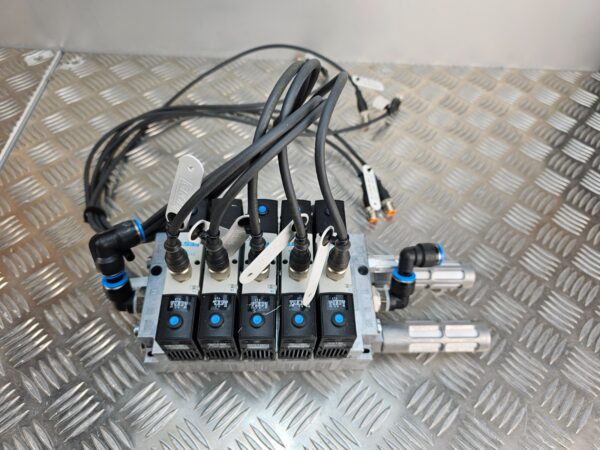 Festo Pneumatic Valve Manifold w/ 5 VSVA Solenoid Valves + Cables