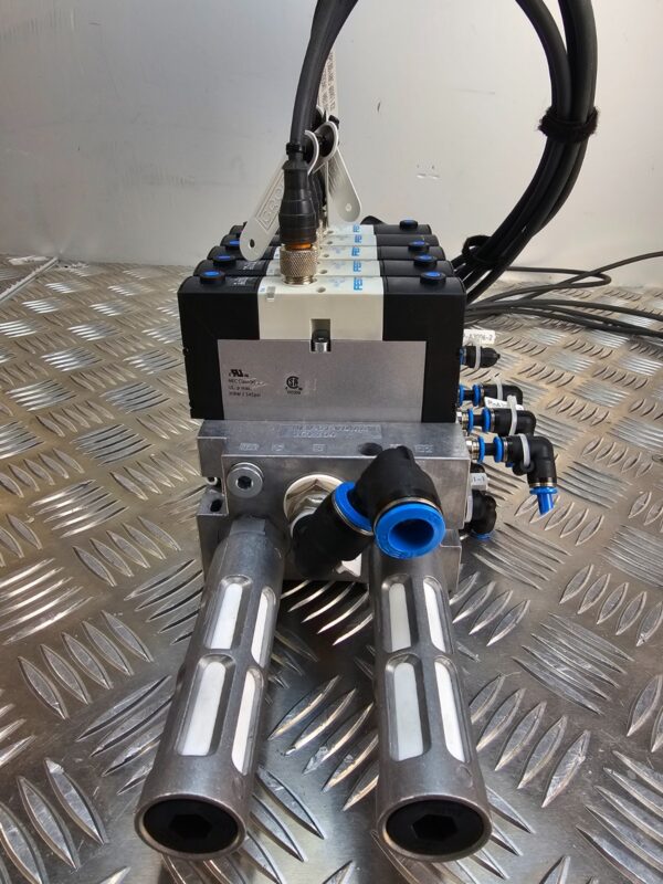 Festo Pneumatic Valve Manifold w/ 5 VSVA Solenoid Valves + Cables