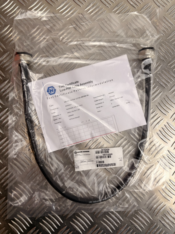 10-46.png Huber+Suhner RF Cable 0.716m 7/16 DIN Low PIM Test Cert NOS