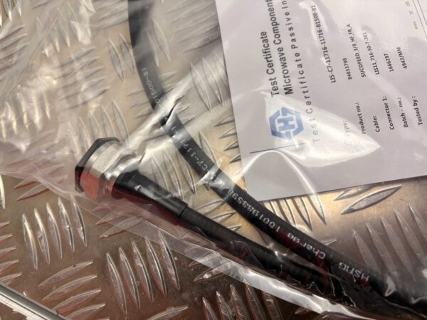 10-556.jpg Huber+Suhner RF Cable 1.5m 7/16 DIN Low PIM LIS-C7-11716 Test Cert NOS Sealed