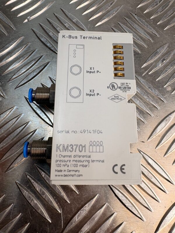10-982.jpg Beckhoff KM3701 Differential Pressure Terminal 100 hPa 1 Channel K-Bus PLC
