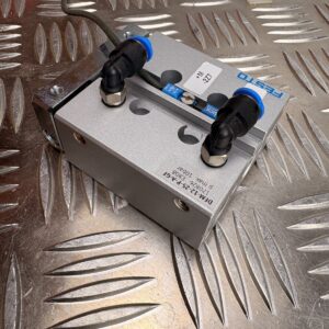 10-48.jpg FESTO DFM-12-25-P-A-GF Pneumatic Guided Cylinder w/ SICK Sensor