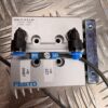 10-56.jpg FESTO DFM-12-25-P-A-GF Pneumatic Guided Cylinder w/ SICK Sensor