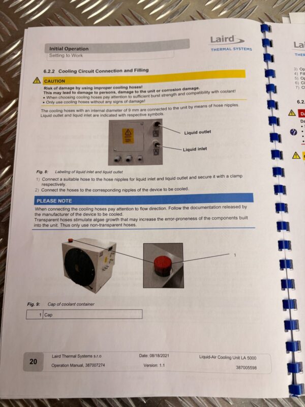 Laird LA 5000 Liquid-Air Cooling Unit 230V Industrial Laser Chiller w/ Manual