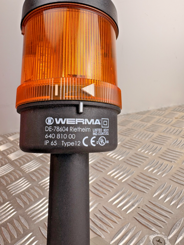 10-738.png WERMA 64081000 Amber Signal Beacon Warning Light IP65 Type12 Pole Mount