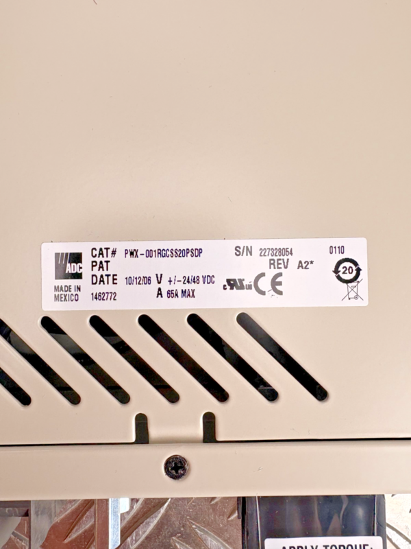 10-826.png ADC PowerWorx PWX-001RGCSS20PSDP Fuse Panel S20 -24/-48VDC 65A 20 Position Rack