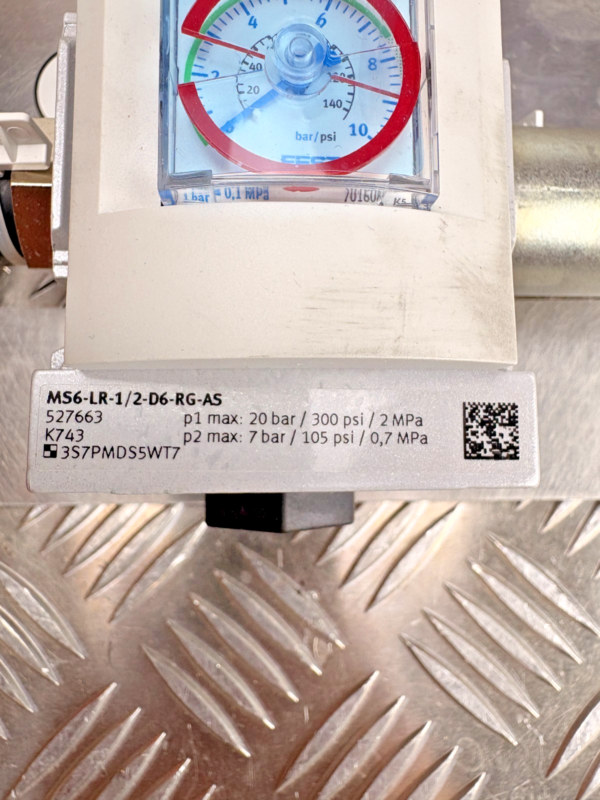 Festo MS6-LR-1/2-D6-RG-AS Pneumatic Air Regulator + Solenoid Valve Assembly Unit